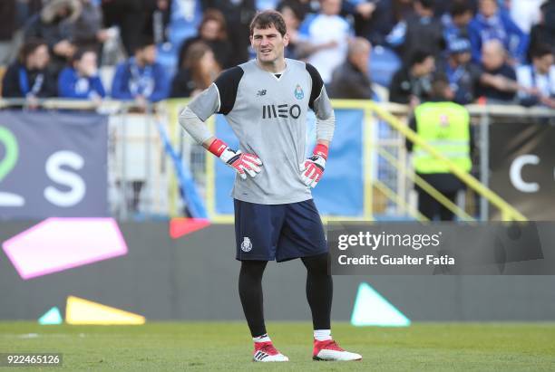 Porto goalkeeper Iker Casillas from Spain in action during the warm up before the start of the Primeira Liga match between GD Estoril Praia and FC...