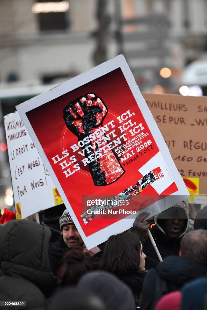 Immigration Law Protest March in Paris