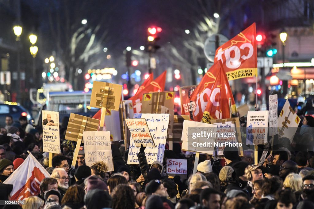 Immigration Law Protest March in Paris