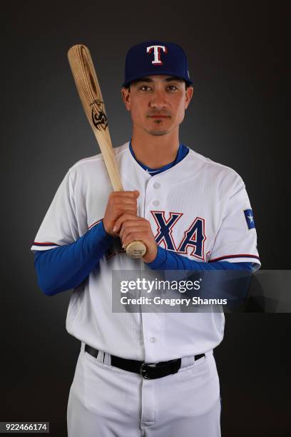 Darwin Barney of the Texas Rangers poses during Texas Rangers Photo Day at the Surprise Stadium training facility on February 21, 2018 in Surprise,...