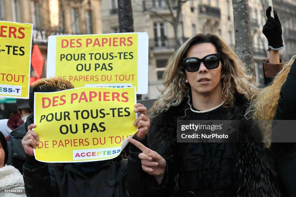 Immigration Law Protest March in Paris