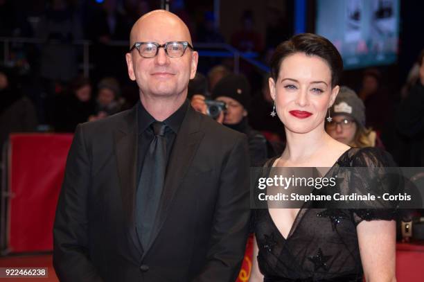 Director Steven Soderbergh and actress Claire Foy attend the 'Unsane' premiere during the 68th Berlinale International Film Festival Berlin at...