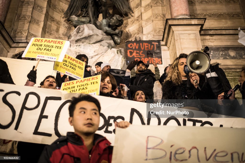 Immigration Law Protest March in Paris