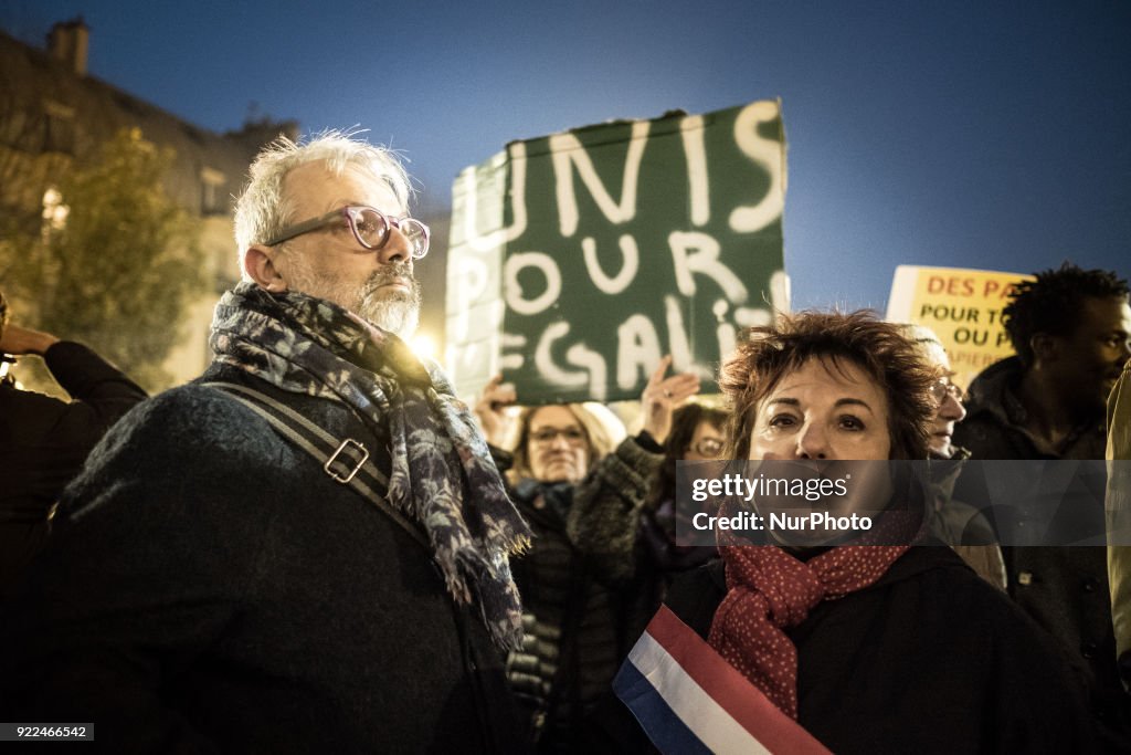 Immigration Law Protest March in Paris