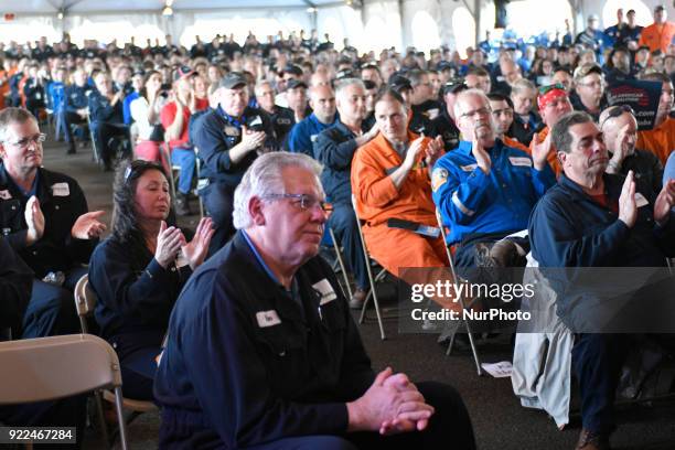 Senator Ted Cruz rallies for a change in the renewable fuel standard during a visit of the bankrupt refinery of Philadelphia Energy Solutions, in...