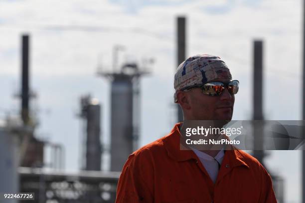 Senator Ted Cruz visits the refinery of Philadelphia Energy Solutions, in South Philadelphia, PA, on February 21, 2018.