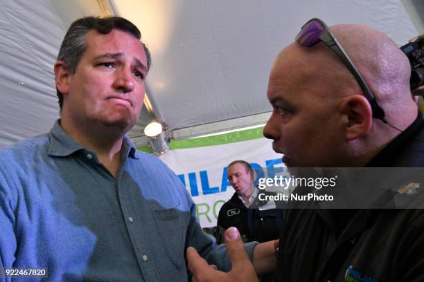 Senator Ted Cruz rallies for a change in the renewable fuel standard during a visit of the bankrupt refinery of Philadelphia Energy Solutions, in...