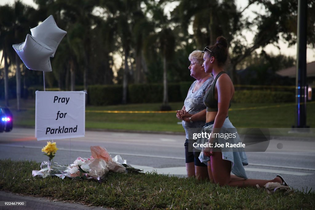 Florida Town Of Parkland In Mourning, After Shooting At Marjory Stoneman Douglas High School Kills 17