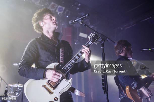 Bjorn Dixgard of Mando Diao performs in concert at Sala Apolo on February 21, 2018 in Barcelona, Spain.