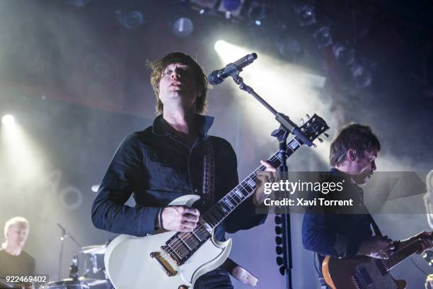 Bjorn Dixgard and Jens Siverstedt of Mando Diao perform in concert at Sala Apolo on February 21, 2018 in Barcelona, Spain.