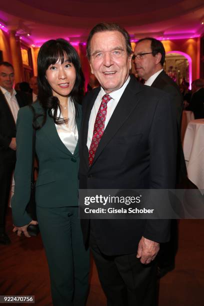 Gerhard Schroeder, former Chancellor of Germany and his partner Seyeon Kim during the 15th Best Brands Award 2018 on February 21, 2018 at Hotel...