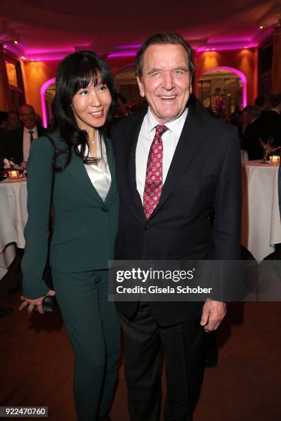 Gerhard Schroeder, former Chancellor of Germany and his partner Seyeon Kim during the 15th Best Brands Award 2018 on February 21, 2018 at Hotel...