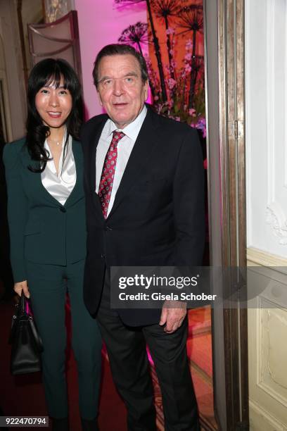 Gerhard Schroeder, former Chancellor of Germany and his partner Seyeon Kim during the 15th Best Brands Award 2018 on February 21, 2018 at Hotel...