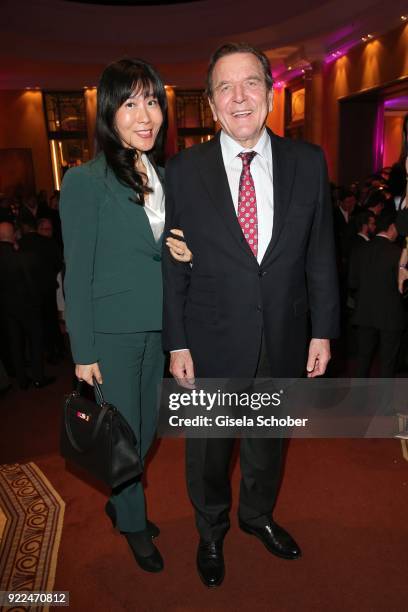 Gerhard Schroeder, former Chancellor of Germany and his partner Seyeon Kim during the 15th Best Brands Award 2018 on February 21, 2018 at Hotel...