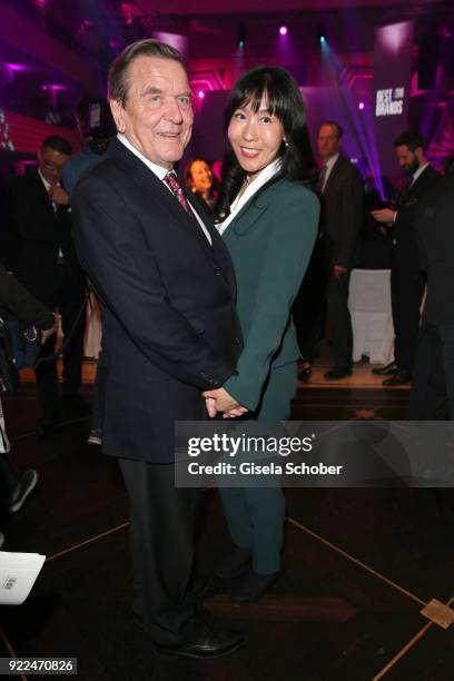 Gerhard Schroeder, former Chancellor of Germany and his partner Seyeon Kim during the 15th Best Brands Award 2018 on February 21, 2018 at Hotel...