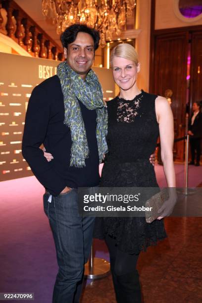 Natascha Gruen and her boyfriend Param Multani during the 15th Best Brands Award 2018 on February 21, 2018 at Hotel Bayerischer Hof in Munich,...