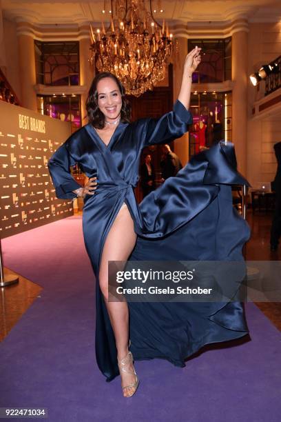 Heydi Nunez Gomez wearing a dress designed by herself during the 15th Best Brands Award 2018 on February 21, 2018 at Hotel Bayerischer Hof in Munich,...