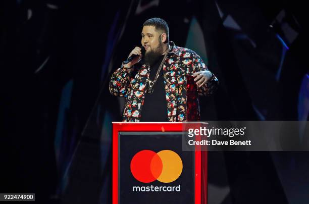 Rag'n'Bone Man accepts the Best British Single award for "Human" at The BRIT Awards 2018 held at The O2 Arena on February 21, 2018 in London, England.