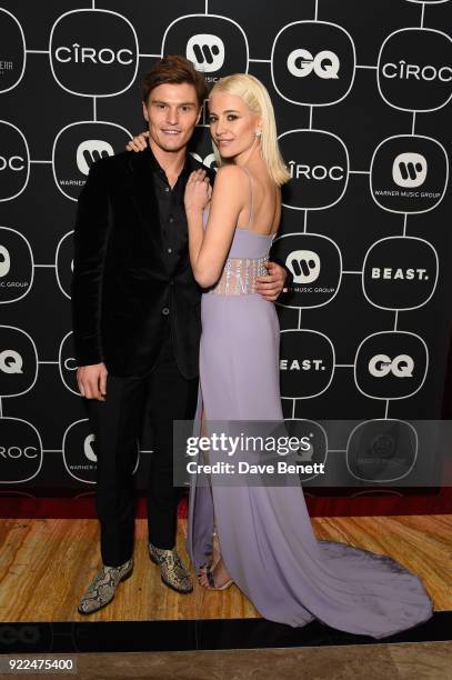 Pixie Lott and Oliver Cheshire attend the Brits Awards 2018 After Party hosted by Warner Music Group, Ciroc and British GQ at Freemasons Hall on...