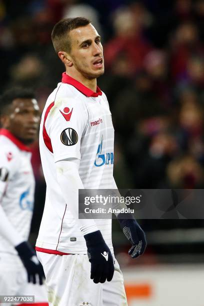 Aleksandar Pesic of Crvena Zvezda is seen during the UEFA Europa League round of 32, second leg soccer match between CSKA Moscow and Crvena Zvezda at...