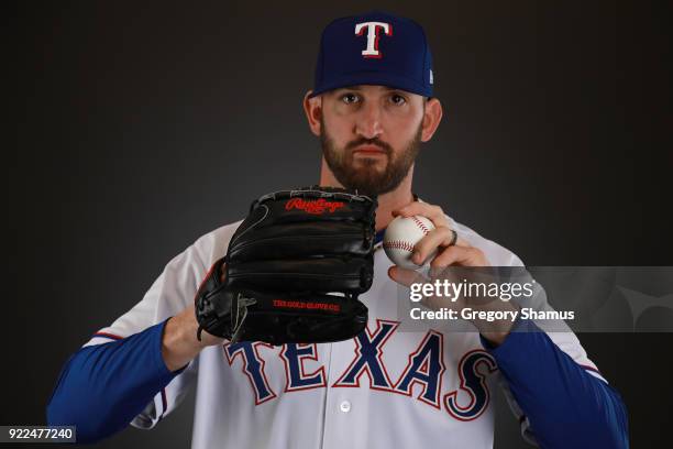 Jonathon Niese of the Texas Rangers poses during Texas Rangers Photo Day at the Surprise Stadium training facility on February 21, 2018 in Surprise,...