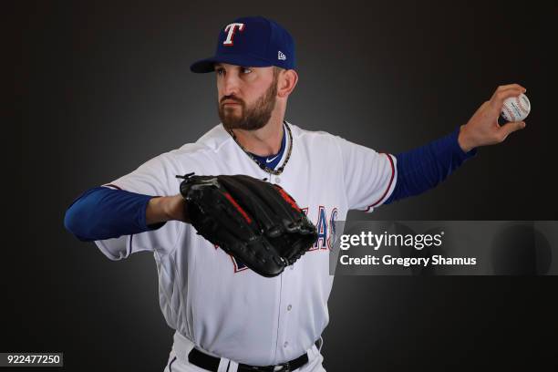 Jonathon Niese of the Texas Rangers poses during Texas Rangers Photo Day at the Surprise Stadium training facility on February 21, 2018 in Surprise,...