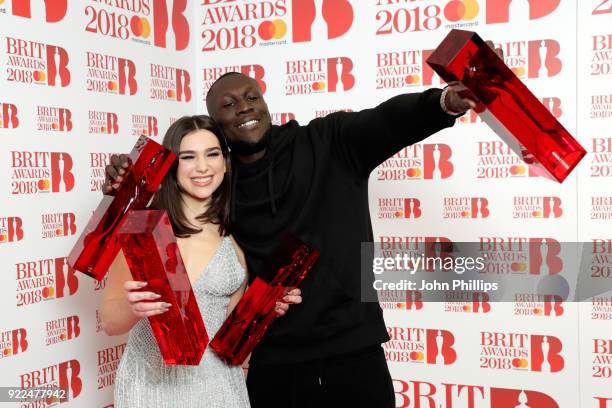 Dua Lipa, winner of the British Female Solo Artist and British Breakthrough act awards and Stormzy, winner of the British Album of the Year and...