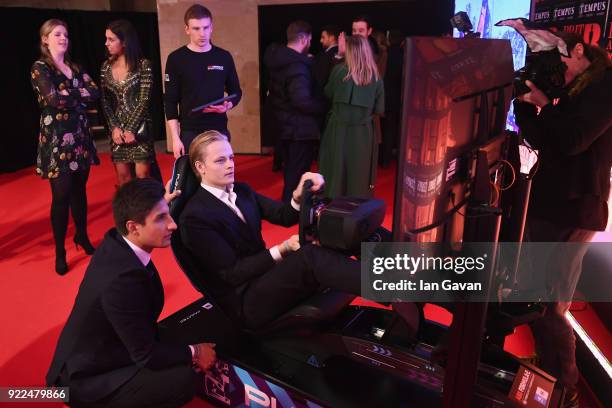 Mitch Evans and Marius Borg Hoiby compete on the Formula E Simulator at the BRITS official aftershow party, in partnership with Tempus Magazine, at...