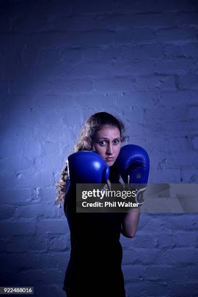 Tasmyn Benny poses for a portrait during the New Zealand Commonwealth Games Boxing Team Announcement at Wreck Room on February 22, 2018 in Auckland,...