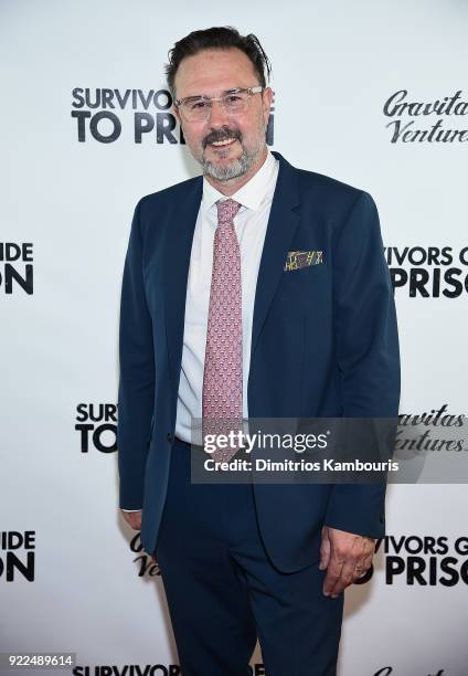 David Arquette attends "Survivors Guide To Prison" New York Premiere at The Landmark at 57 West on February 21, 2018 in New York City.