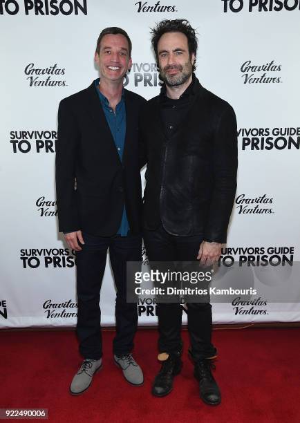 Steve DeVore and director Matthew Cooke attend "Survivors Guide To Prison" New York Premiere at The Landmark at 57 West on February 21, 2018 in New...