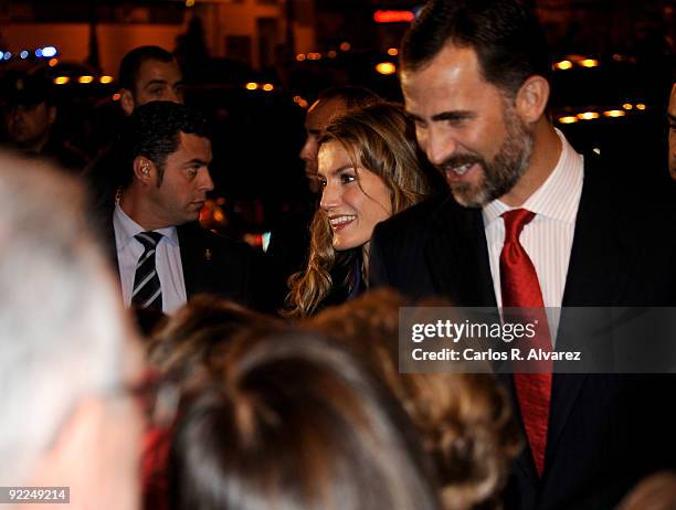 Prince Felipe of Spain and Princess Letizia of Spain attend a Gala Concert at the Auditorio Principe Felipe during the Prince of Asturias Awards 2009...