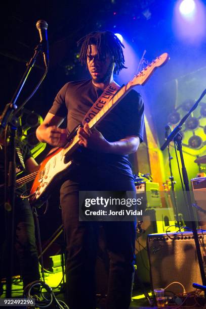 Densil McFarlane of The OBGMs performs at Sala Apolo on February 21, 2018 in Barcelona, Spain.