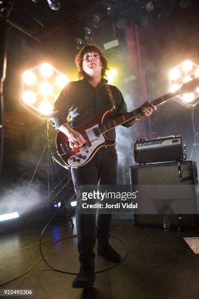 Carl-Johan Fogelklou of Mando Diao performs on stage at Sala Apolo on February 21, 2018 in Barcelona, Spain.