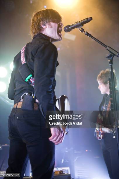 Bjorn Dixgard of Mando Diao performs on stage at Sala Apolo on February 21, 2018 in Barcelona, Spain.