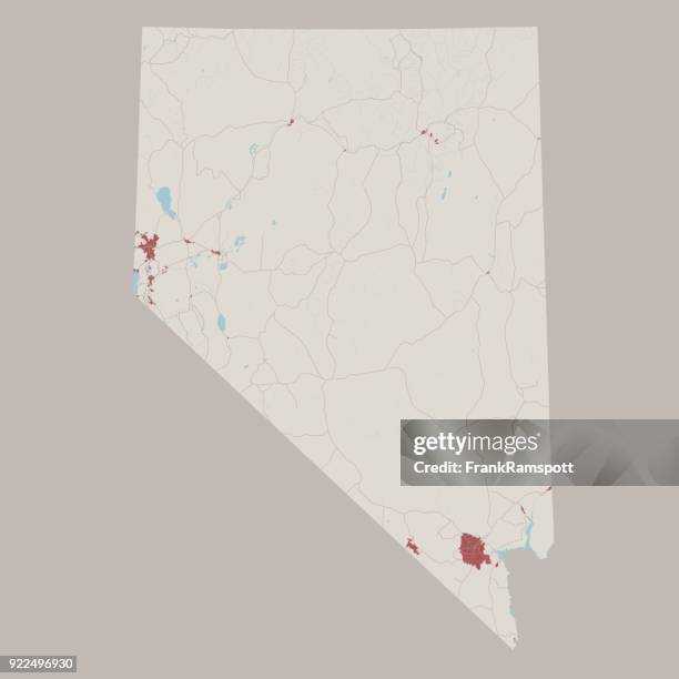 stockillustraties, clipart, cartoons en iconen met nevada vs staat routekaart - henderson nevada