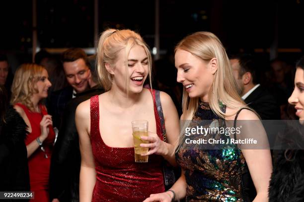 Laura Doggett and a guest attend the BRITS official aftershow party, in partnership with Tempus Magazine, at the Intercontinental London - The O2 on...