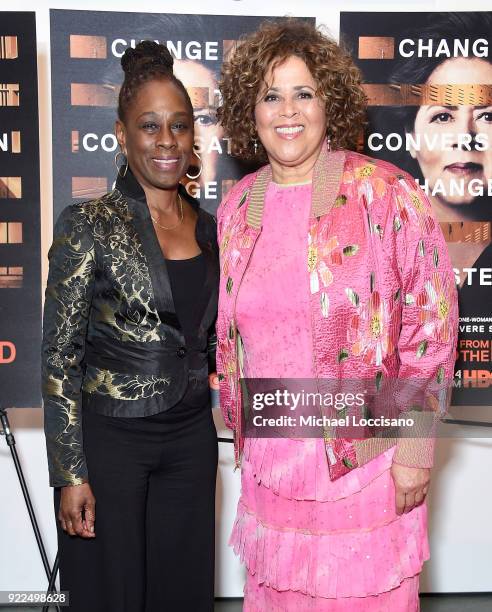 First Lady of New York City Chirlane McCray and actress, playwright and executive producer Anna Deavere Smith attend the "Notes From The Field" New...