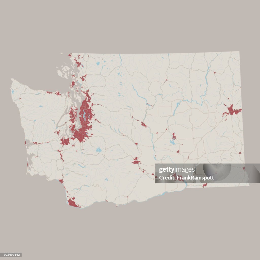 Washington US State Road Map