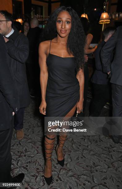 Alexandra Burke attends the Universal Music BRIT Awards After-Party 2018 hosted by Soho House and Bacardi at The Ned on February 21, 2018 in London,...