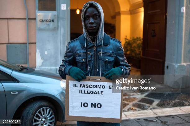 Anti-racist demonstration of social centers and militants of the left on occasion of the visit of Matteo Salvini, premier candidate for the Northern...