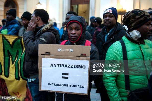 Anti-racist demonstration of social centers and militants of the left on occasion of the visit of Matteo Salvini, premier candidate for the Northern...