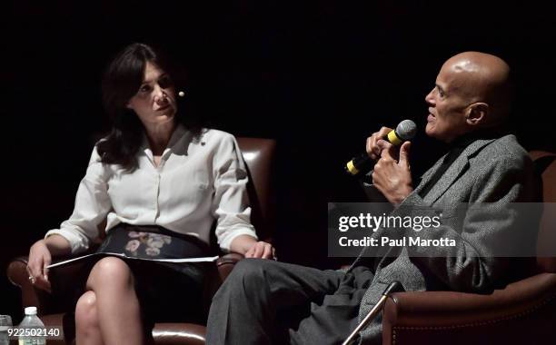 Harry Belafonte is interviewed by Joyce Kulhawik at the Museum of Fine Arts Boston as part of the Ruth and Carl J. Shapiro Celebrity Lectures Series...