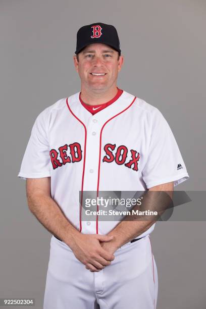 Brian Bannister, assistant pitching coach of the Boston Red Sox poses during Photo Day on Tuesday, February 20, 2018 at JetBlue Park in Fort Myers,...