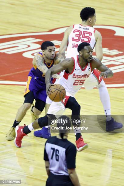 Marquis Teague of the Memphis Hustle handles the ball against the Northern Arizona Suns during an NBA G-League game on February 21, 2018 at Landers...