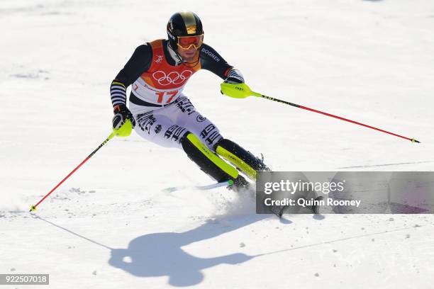 Fritz Dopfer of Germany competes during the Men's Slalom on day 13 of the PyeongChang 2018 Winter Olympic Games at Yongpyong Alpine Centre on...