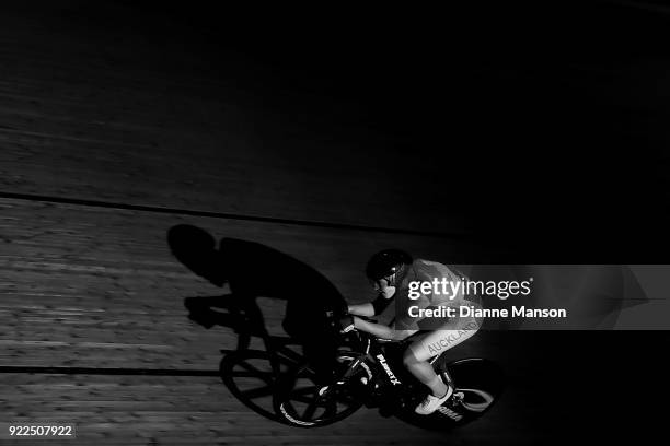 Christian Rush of Auckland competes in the U19 Men 3000m IP during the New Zealand Track Cycling Championships on February 22, 2018 in Invercargill,...