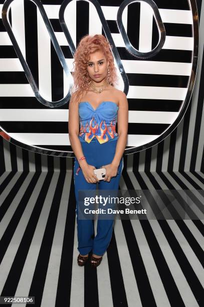 Raye attends the Brits Awards 2018 After Party hosted by Warner Music Group, Ciroc and British GQ at Freemasons Hall on February 21, 2018 in London,...