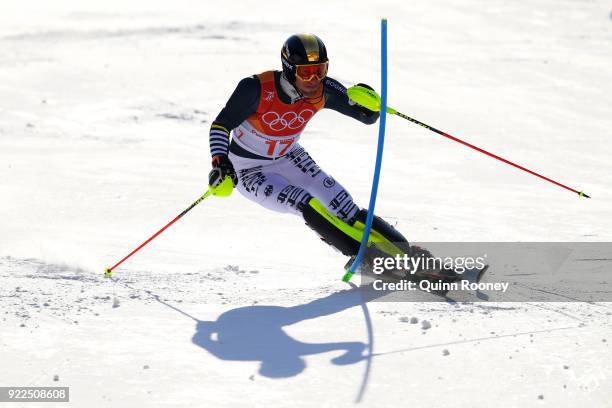 Fritz Dopfer of Germany competes during the Men's Slalom on day 13 of the PyeongChang 2018 Winter Olympic Games at Yongpyong Alpine Centre on...