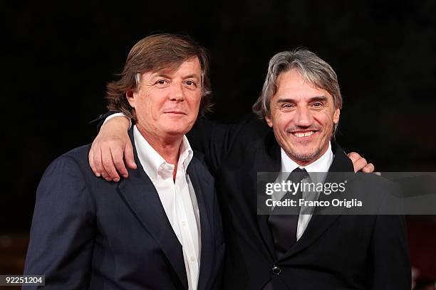 Former tennis player Adriano Panatta and director Mimmo Calopresti attend the "La Maglietta Rossa" Premiere during Day 8 of the 4th International...